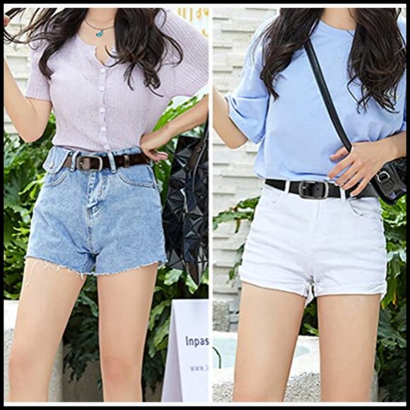 Genuine Cowhide Leather Belts with Pin Buckle for Women